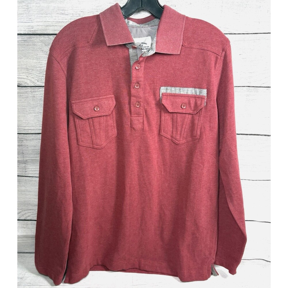 Ar-Ma M.T.C. Casual Polo Shirt Sweater Mens L Heathered Burgundy 2 Pocket Retro
